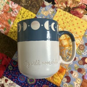 Celestial Patterned Mug Stay Wild Moon Child Blue And White